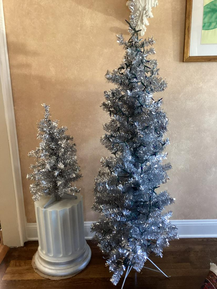 Two Silver Christmas Trees taller 62": Two Silver Christmas Trees taller 62"
