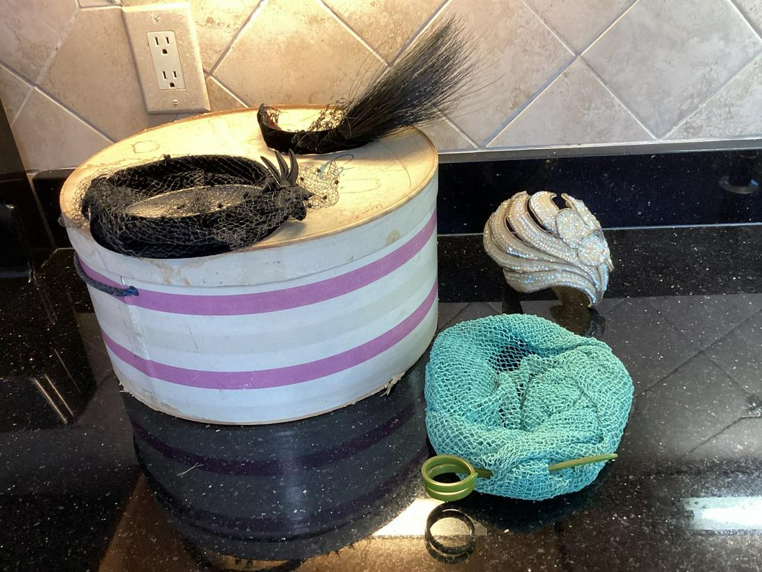 Made in Belgium Bonwit Teller Sequin, Genuine Nautilus Fishnet Hat with Bakelite? And other vintage (1 of 1)