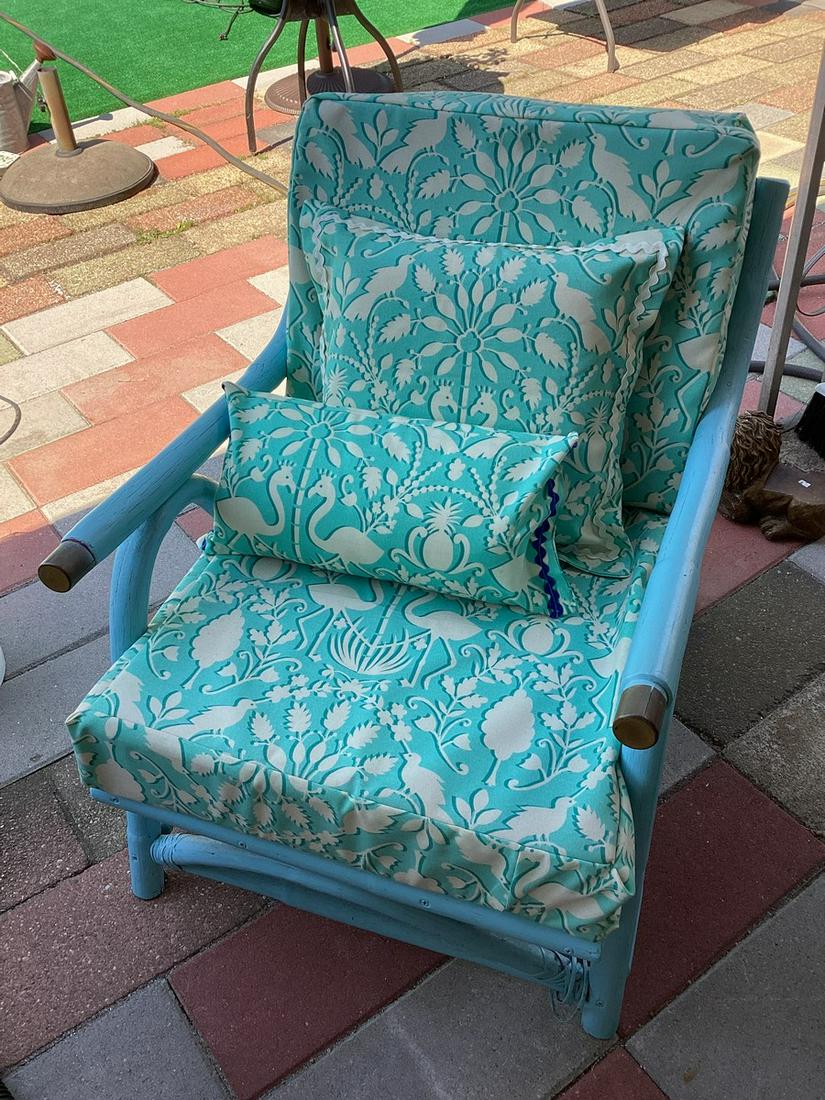 Vintage Rattan Patio Chair with Four Piece Cushion Set 32"x31"x25" (1 of 1)