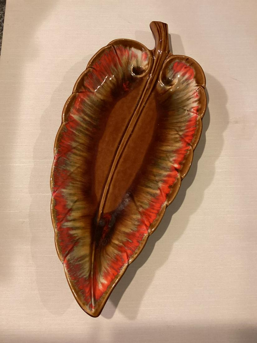 Mid Century Mod Signed Maurice of Calif. Leaf Serving Platter 19" (1 of 1)