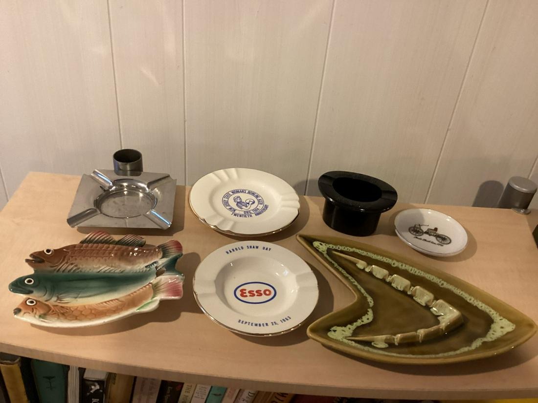 Lot of Vintage Ashtrays Esso, USA Pottery and more largest 10.5" (1 of 1)