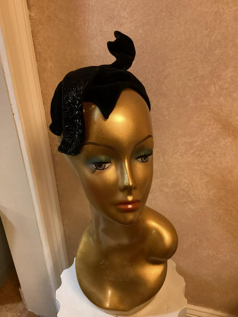 Vintage Made in France 1940s? Beaded accent Hat (1 of 1)