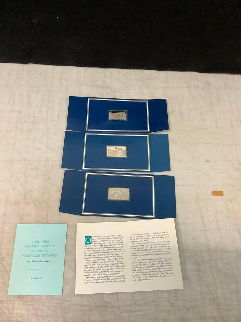 The 1980 United States Olympic Postage Stamps in Sterling Silver set of 3 (1 of 1)