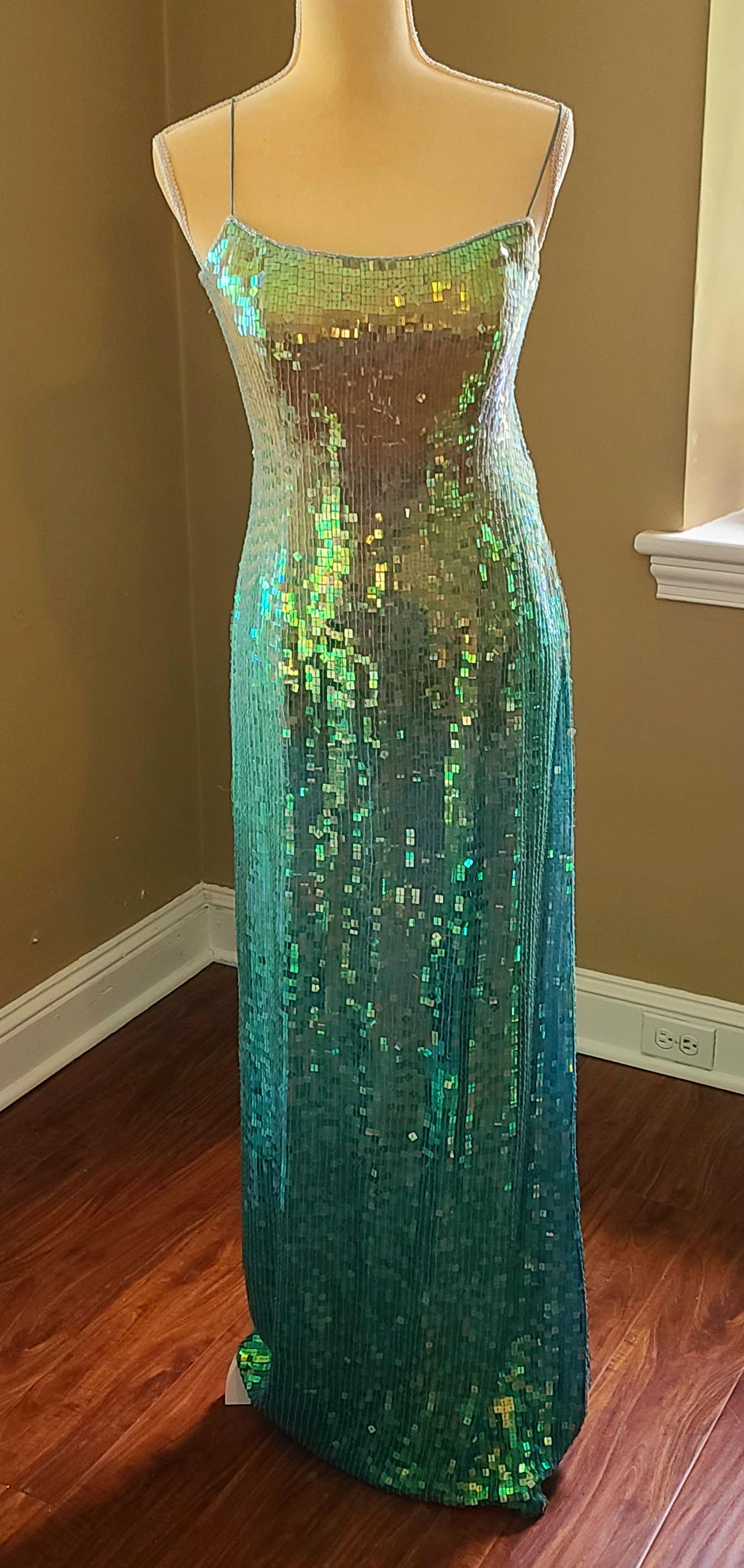 Alberto Makali Sequined Open Back Gown Sz 10: Alberto Makali Sequined Open Back Gown Sz 10