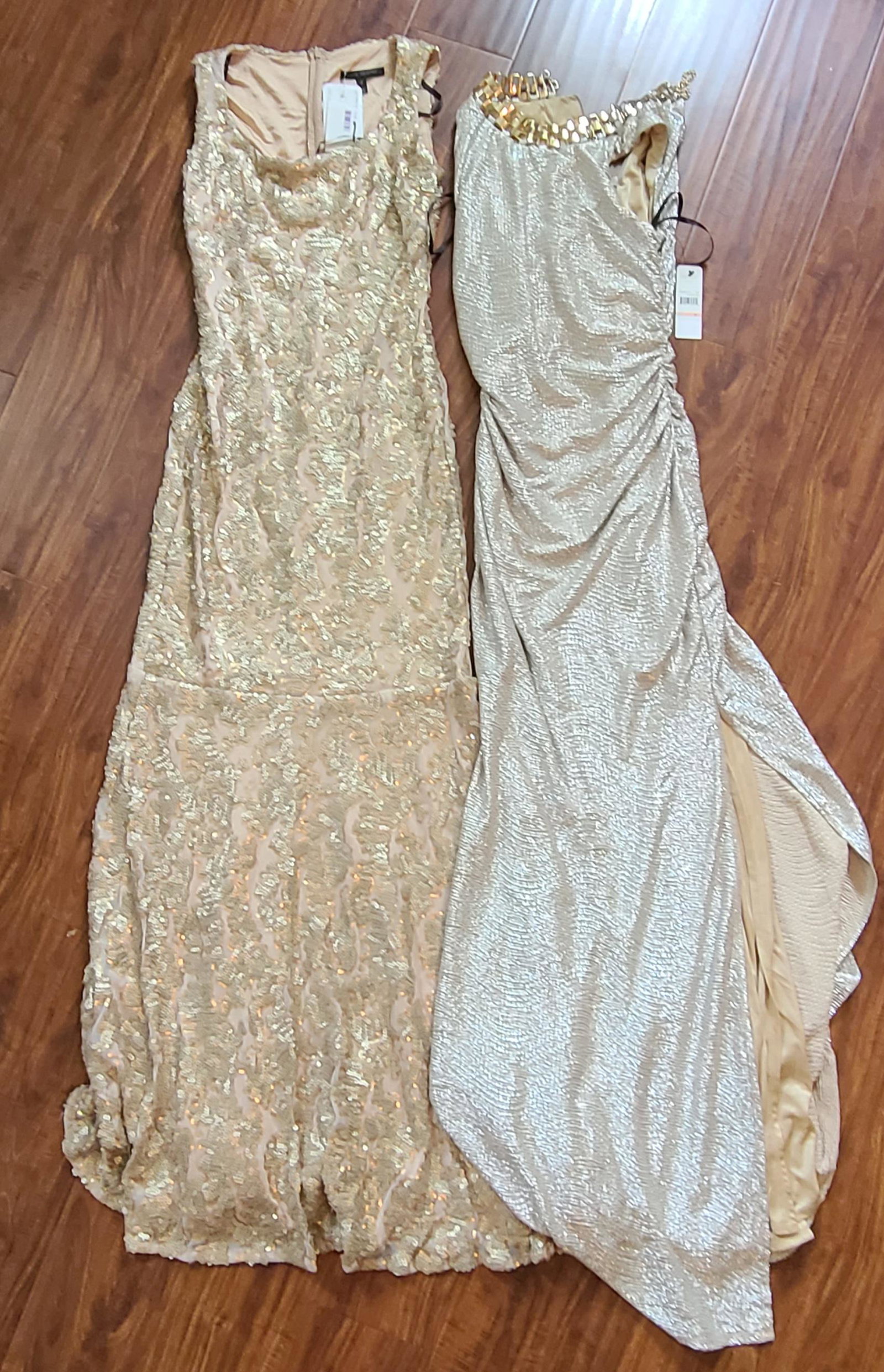 Sz 2 Laundry by Shelly Segal & David Meister Gold Gowns: Sz 2 Laundry by Shelly Segal & David Meister Gold Gowns