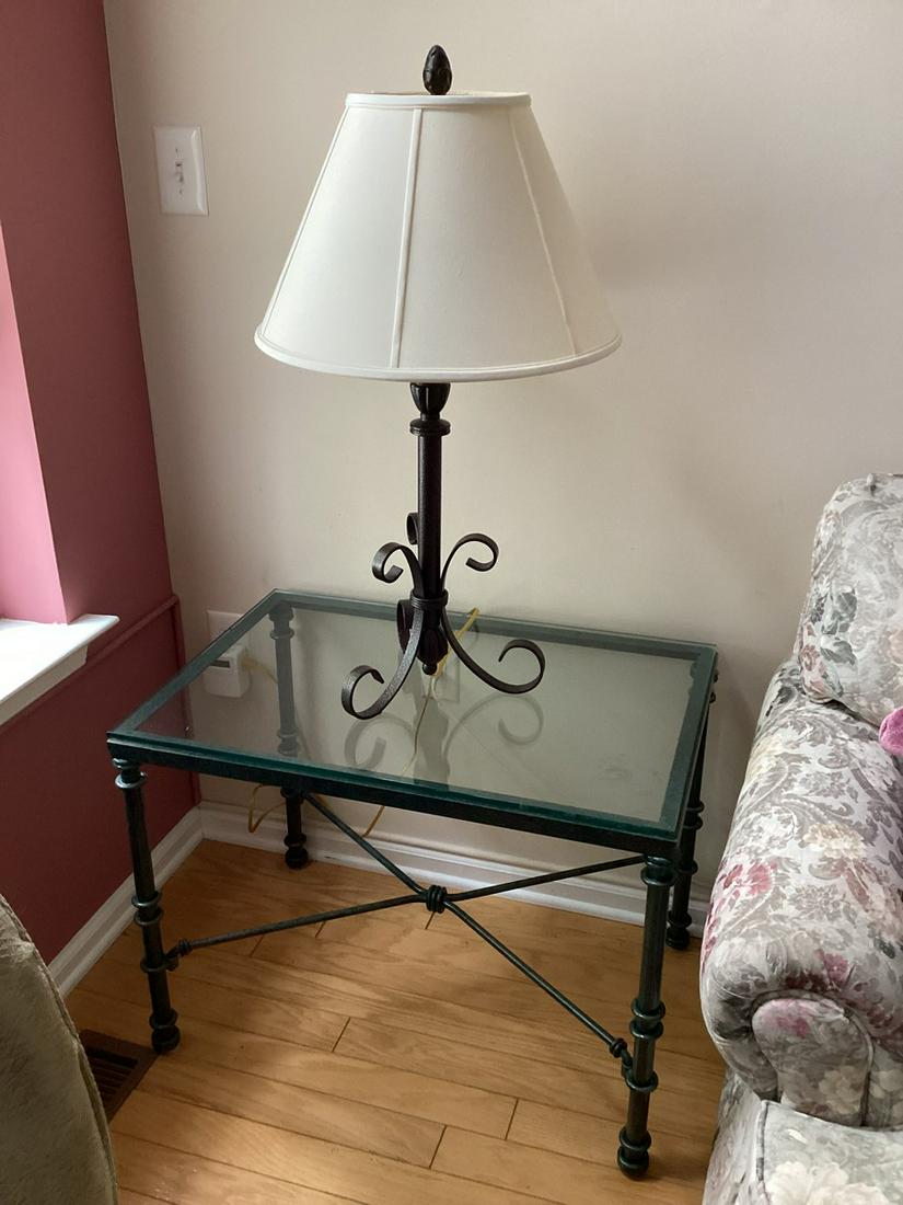 Glass Top Side Table 30"x20"x23" lamp not included: Glass Top Side Table 30"x20"x23" lamp not included