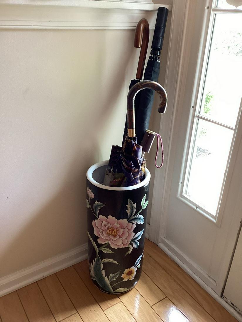 Umbrella Stand full of Vintage Umbrellas 18.25": Umbrella Stand full of Vintage Umbrellas 18.25"