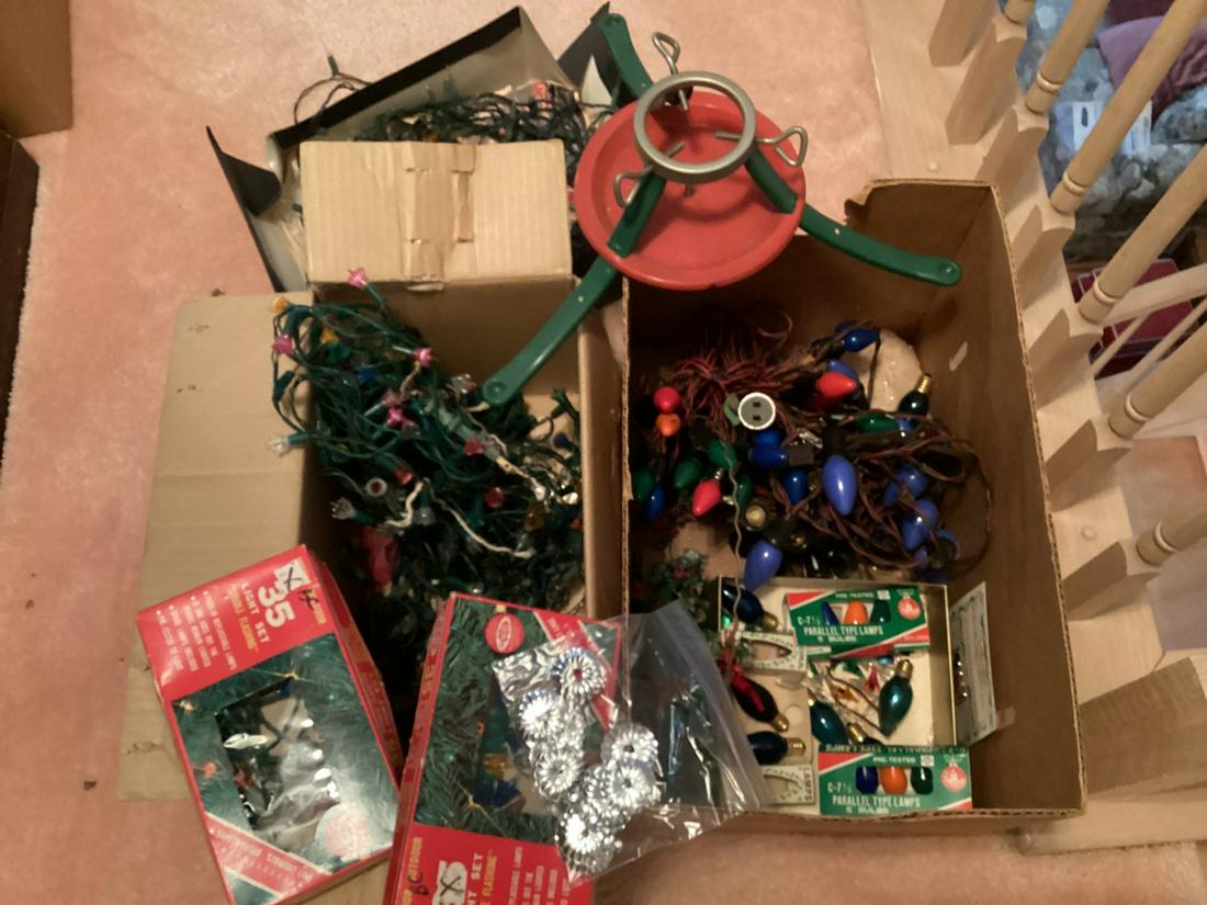Large lot of Vintage Christmas Lights, Metal Tree Stand and more (1 of 1)