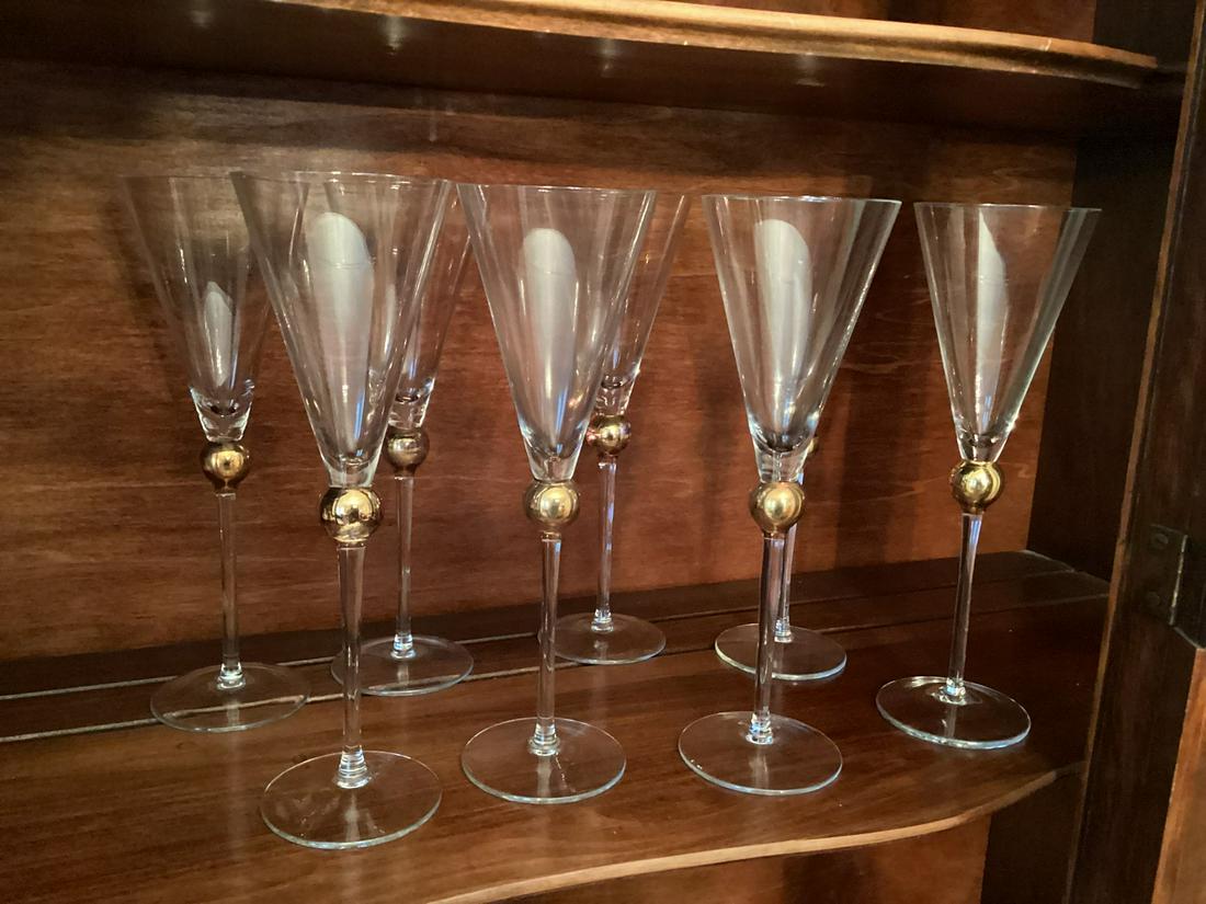 Set of 8 Gold Ball Accent Bar Glasses 10.25" tall: Set of 8 Gold Ball Accent Bar Glasses 10.25" tall