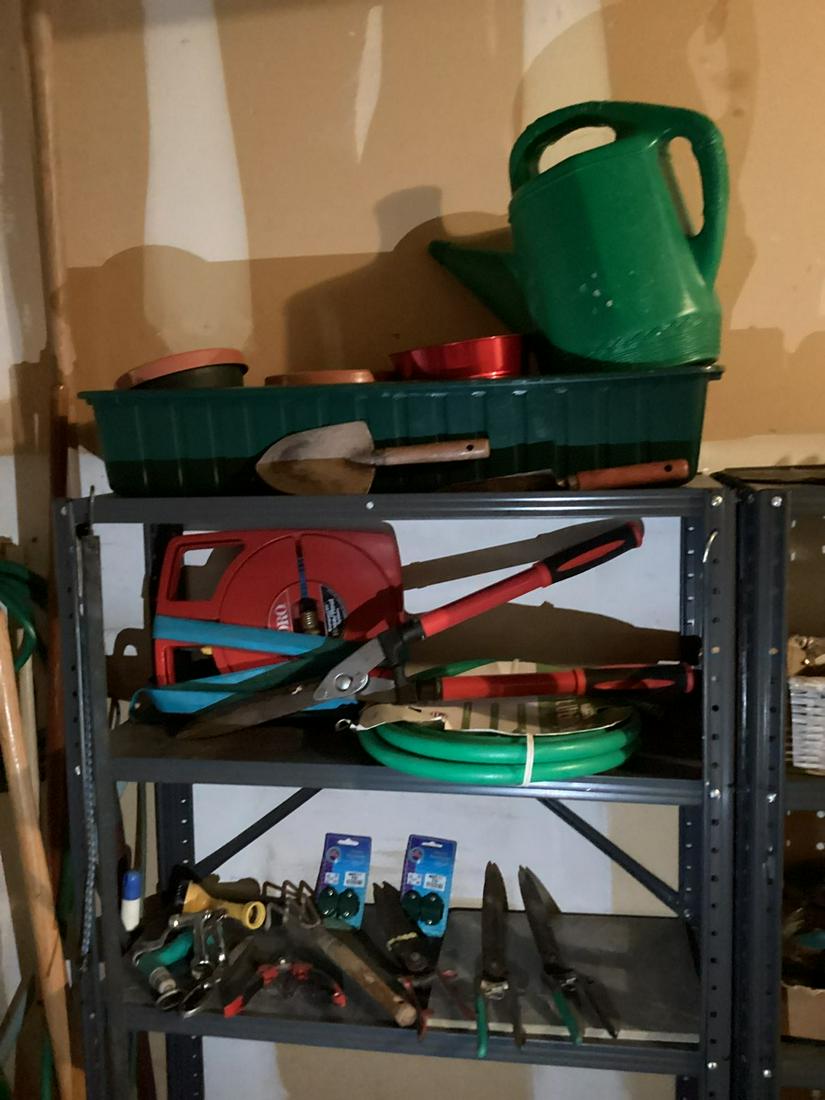Three Shelves of Hoses, Garden Tools, and more (1 of 1)