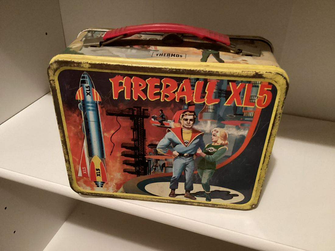 1960s Thermos Fireball XL5 Metal Lunch Box: 1960s Thermos Fireball XL5 Metal Lunch Box