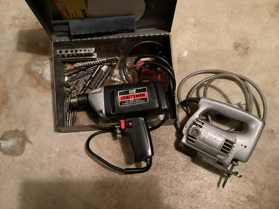 Craftsman Drill with Metal Case, Drill Bits & Black & Decker Jig Saw (1 of 1)