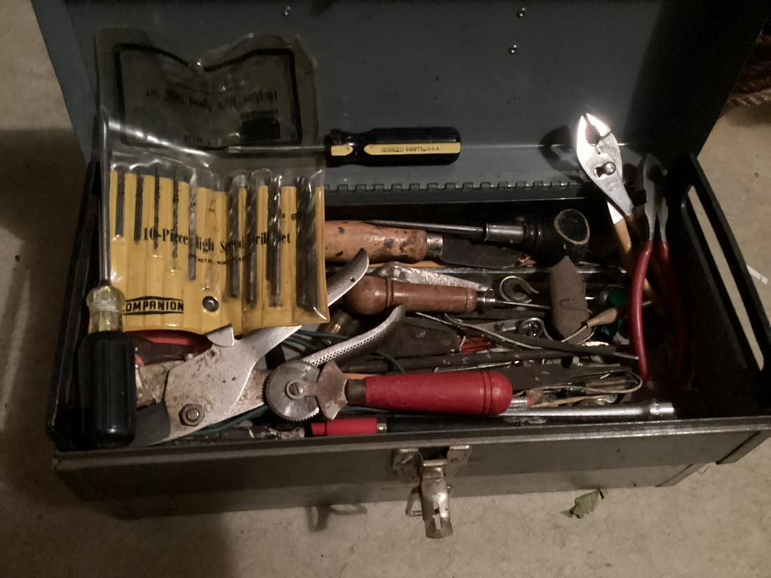 Vintage Metal Toolbox full of tools (1 of 1)