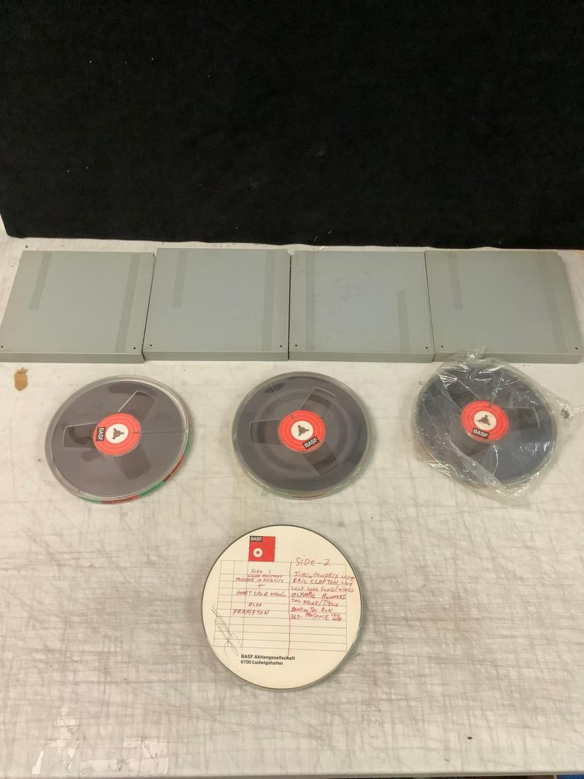 Lot of BASF Long Play LP 35 Reels. 3 Blank, 1 with Vintage Rock Conerts: Lot of BASF Long Play LP 35 Reels. 3 Blank, 1 with Vintage Rock Conerts