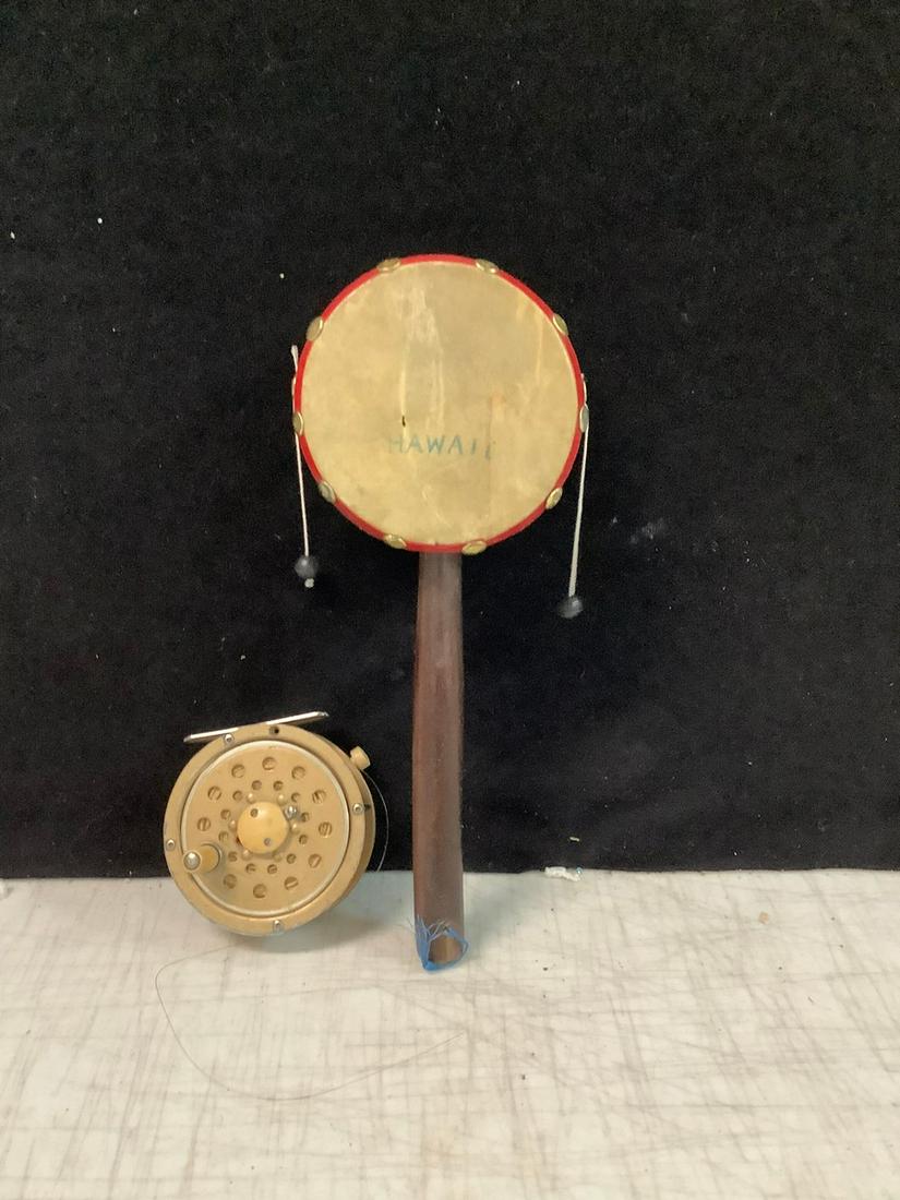 VIntage hand drum and fishing line (1 of 1)