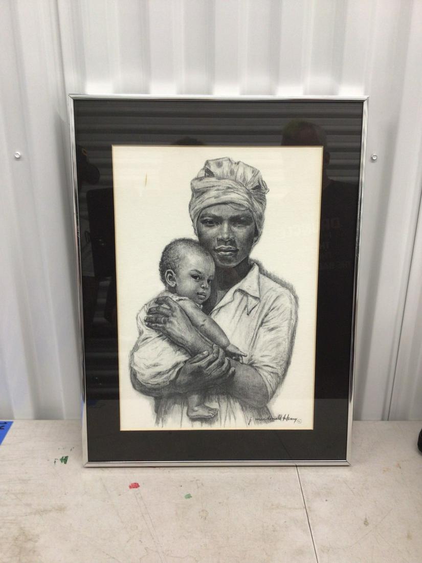 J. McDonald Henry Mother and Child Artwork Signed and Framed (1 of 1)