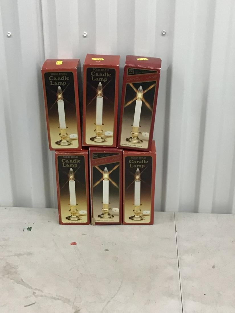 Lot of 6 Solid Brass Candle Lamps (1 of 1)