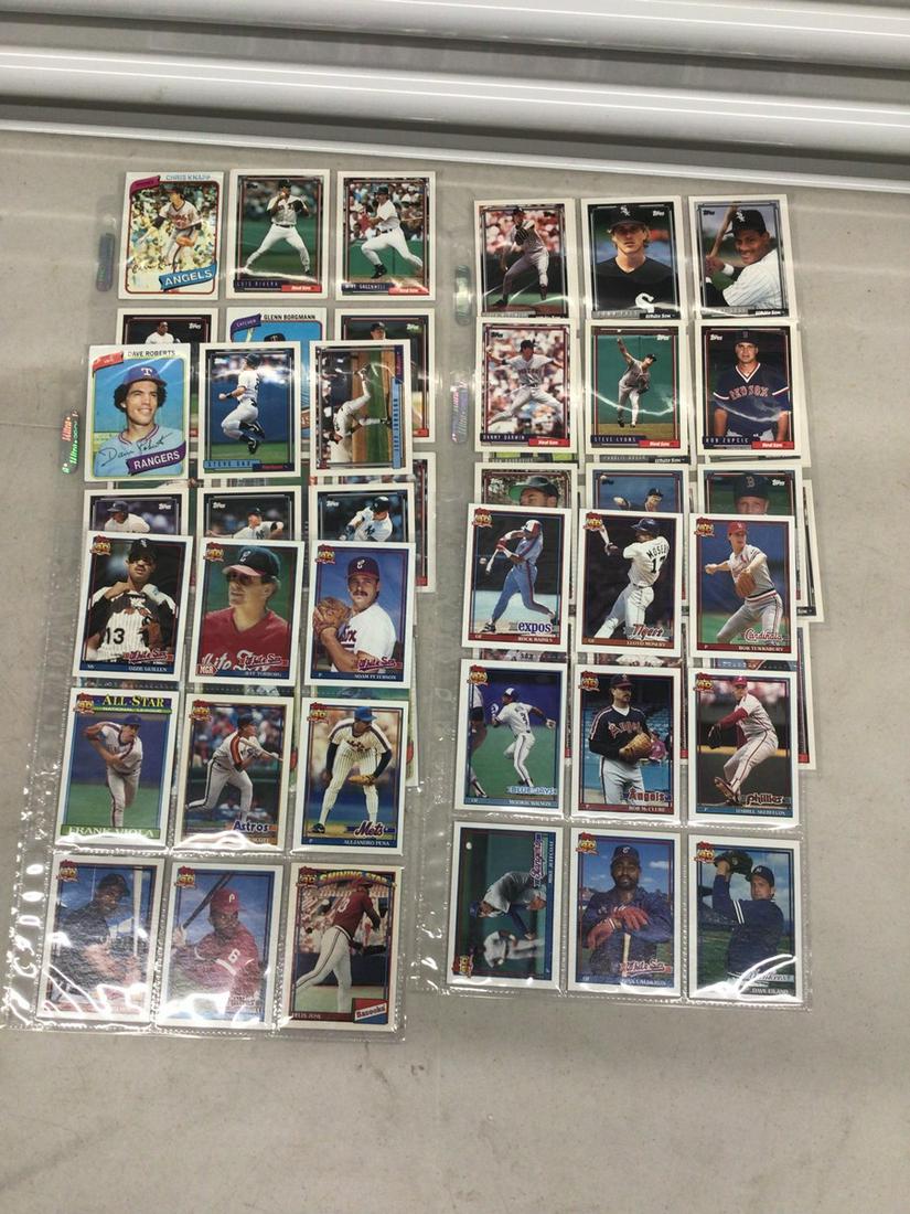Lot of 1990s baseball cards in plastic sheets (1 of 1)