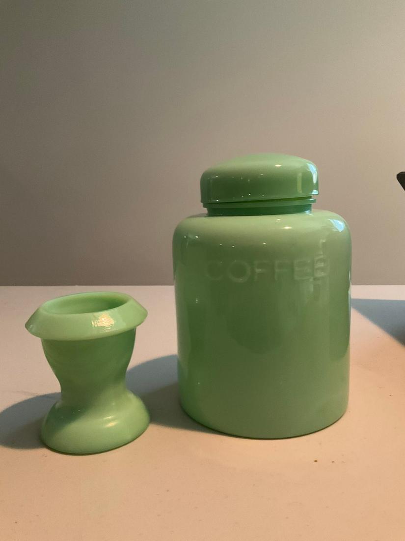 Large Coffee Glass Jar and Matching Egg Holder (??): Large Coffee Glass Jar and Matching Egg Holder (??)
