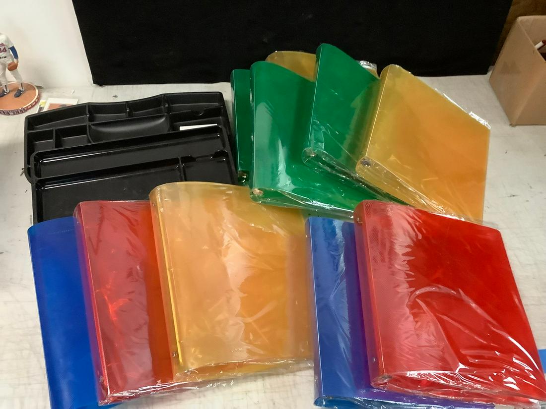 Large lot of plastic binders in bright color and desk organizers (1 of 1)