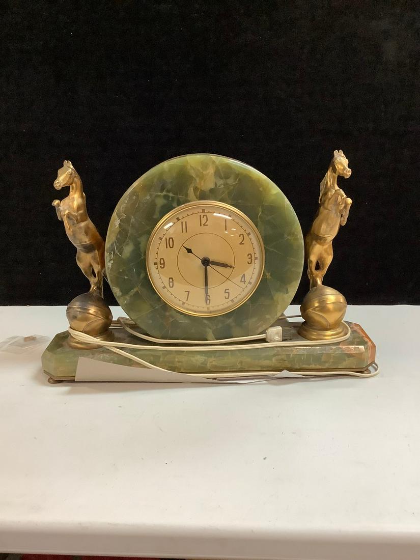 Whitehall-Hammond Synchronous Movemnet art deco Green Onyx mantle clock (1 of 1)