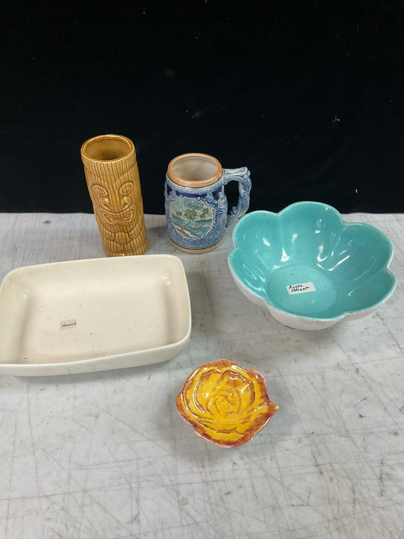 Royal Haeger art pottery bowl and Abingdon Art Pottery dish: Royal Haeger art pottery bowl and Abingdon Art Pottery dish