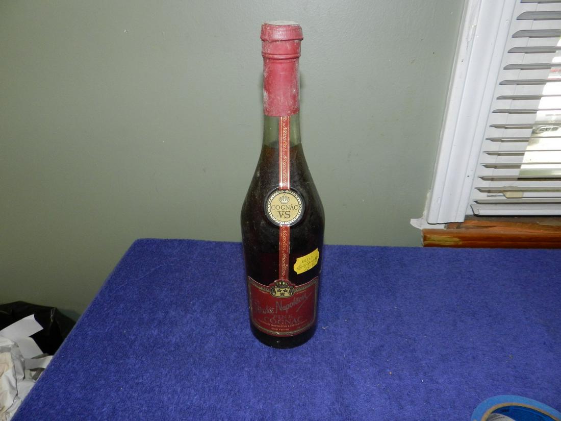 Vintage Bottle Nicolas Napoleon Fine French Cognac Sealed: Any contents in bottle is Free; You are bidding on the bottle & unbroken tax stamp