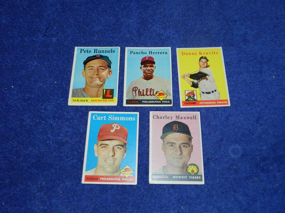 Lot of 5 1958 Topps Baseball Cards (1 of 1)