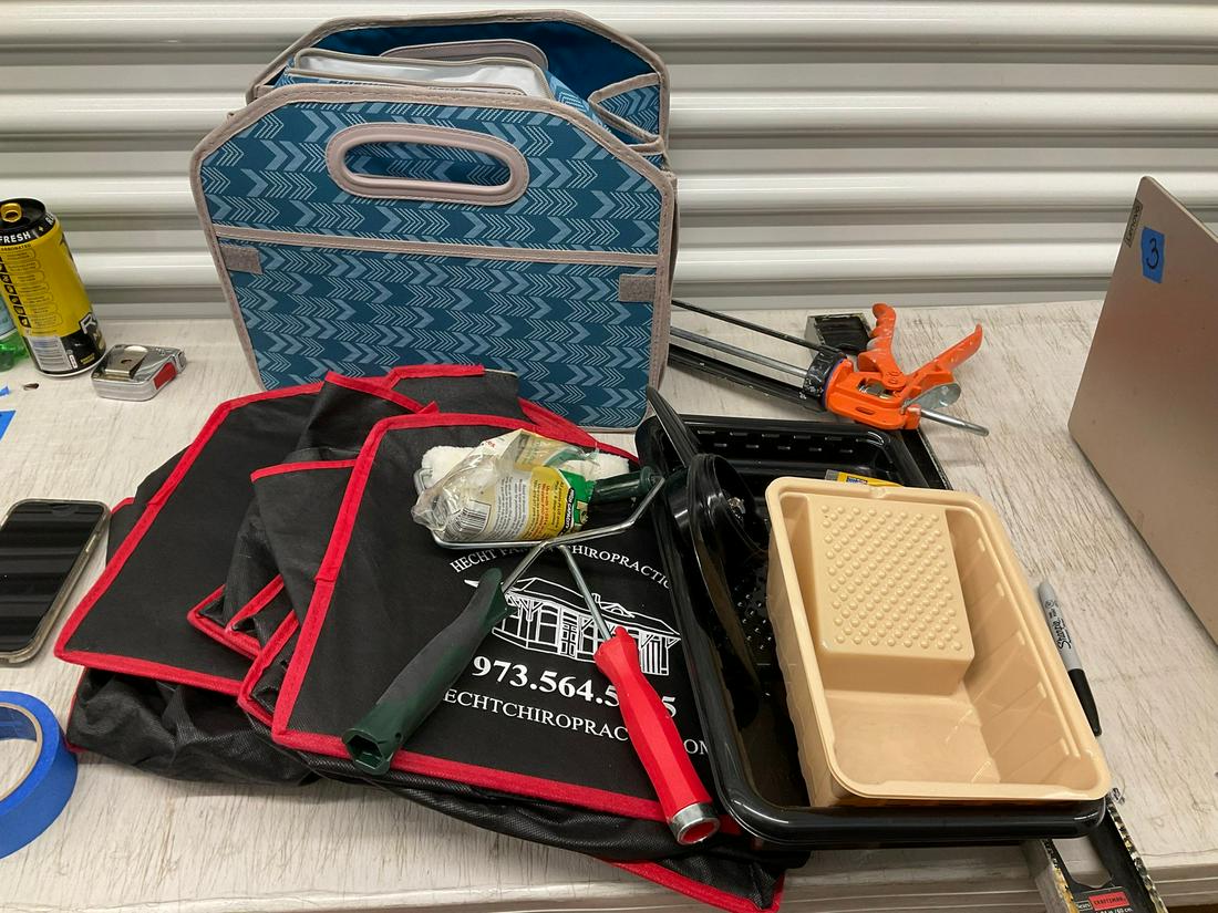 DSW and Hecht Family collapsable tool bags, tools, paint supplies, caulking gun, and more: DSW and Hecht Family collapsable tool bags, tools, paint supplies, caulking gun, and more