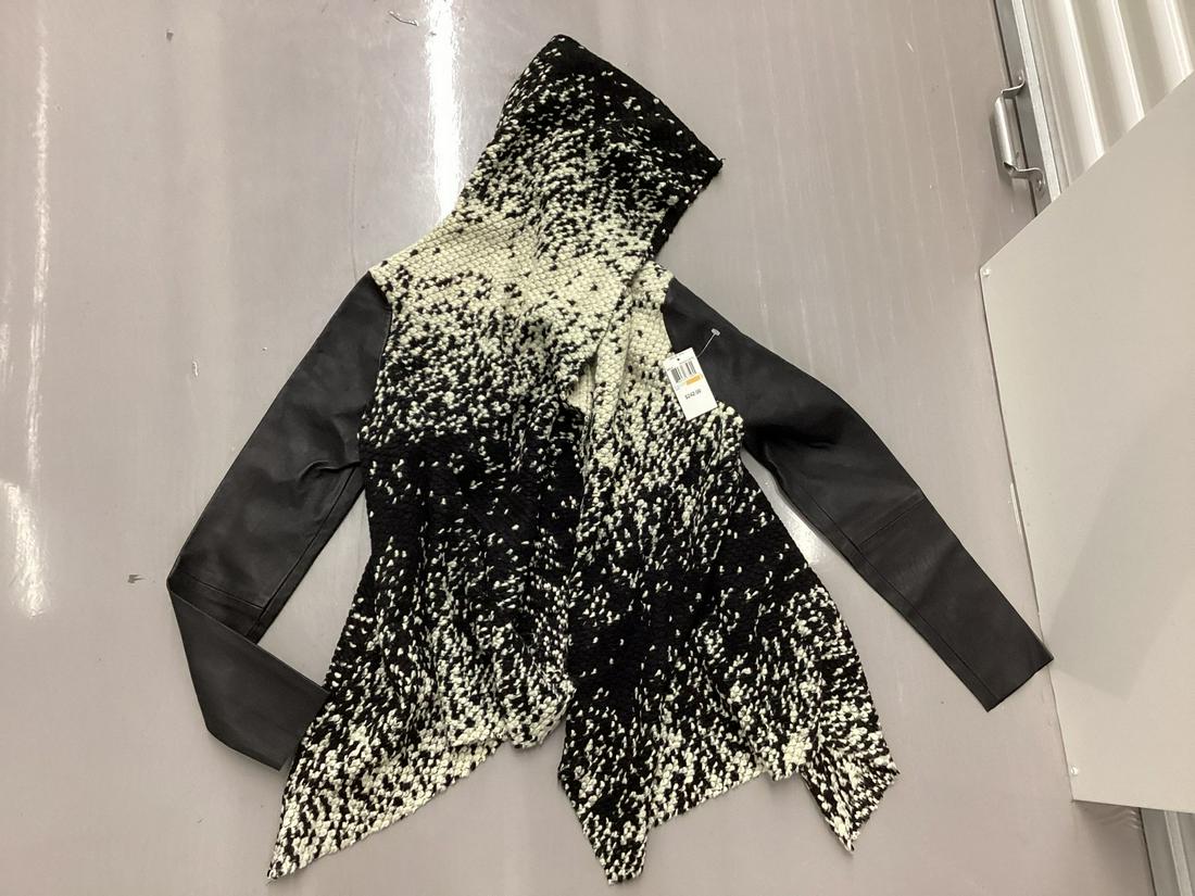 New With Tags Dolce Vita Genuine Leather Sleeves Mula Wool Mix Sweater Jacket Size S: New With Tags Dolce Vita Genuine Leather Sleeves Mula Wool Mix Sweater Jacket Size S