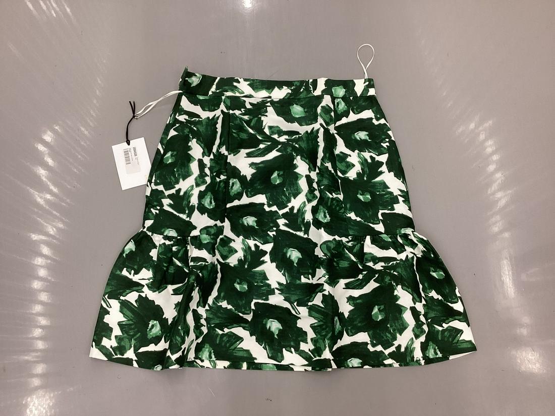 New With Tags Mother of Pearl Volta Cotton Sateen Green Floral Frill Skirt size 12: New With Tags Mother of Pearl Volta Cotton Sateen Green Floral Frill Skirt size 12