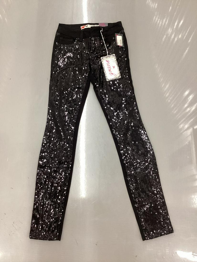 New With Tags Grane Anika Black Sequin Jeans Size 0 (1 of 1)