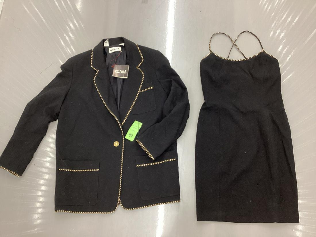 Vintage With Tags Anne Klein II 100% Wool Gold Braiding Accent Dress Petite 2 and Matching Jacket: Vintage With Tags Anne Klein II 100% Wool Gold Braiding Accent Dress Petite 2 and Matching Jacket Size S