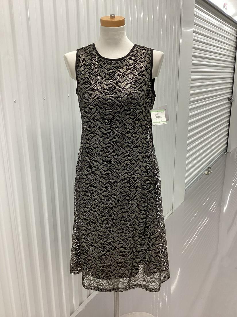 New With Tags Anne Klein Tarnish Gold Lace Overlay Dress Size 8: New With Tags Anne Klein Tarnish Gold Lace Overlay Dress Size 8