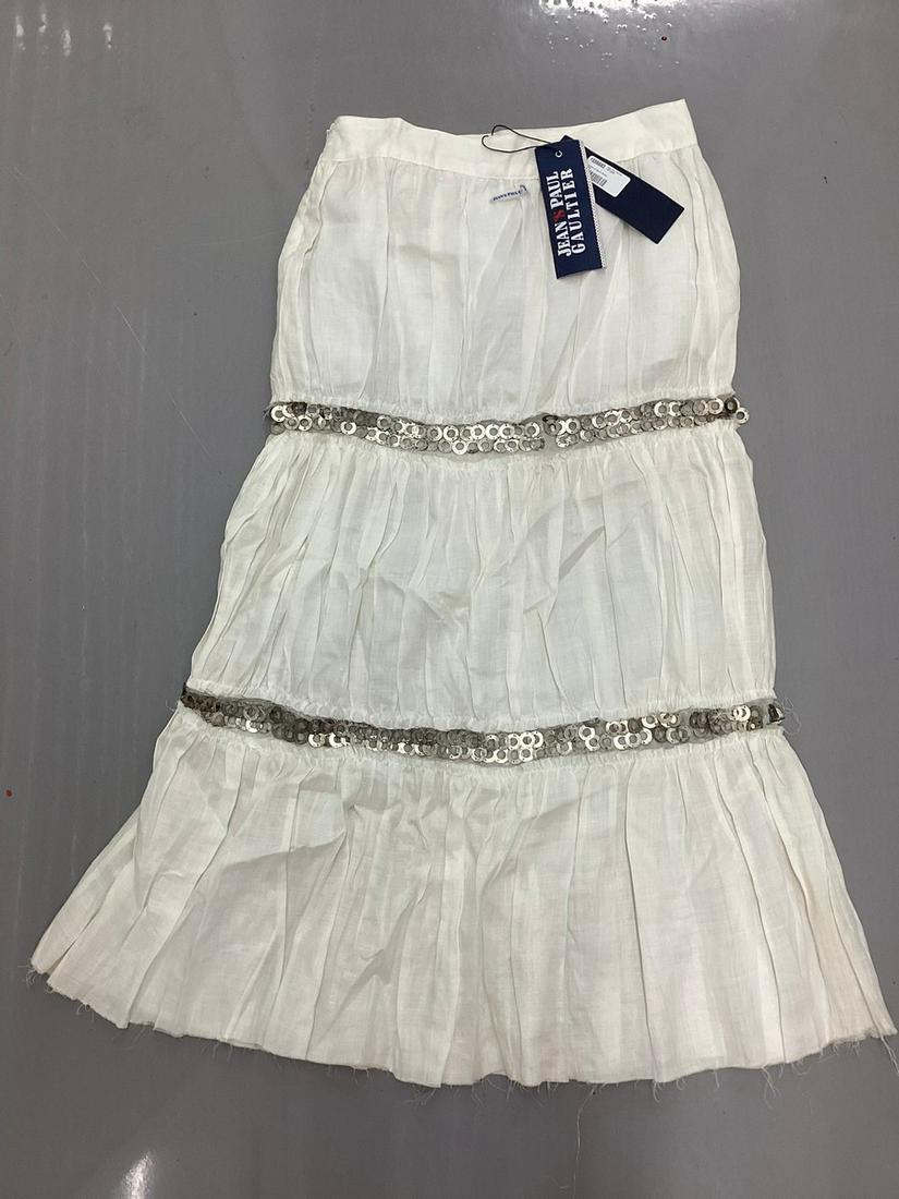 New With Tags Jean's Paul Gaultier Made in Italy Bamboo Skirt With Metal Accents Size 42: New With Tags Jean's Paul Gaultier Made in Italy Bamboo Skirt With Metal Accents Size 42