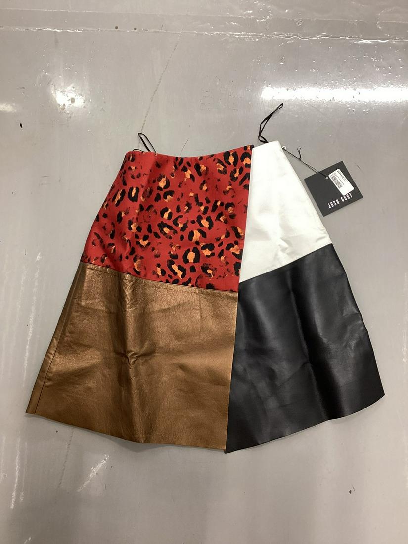 New With Tags Josh Goot A-Line Wrap Skirt in Red Leopard Part Silk, Kangaroo & Cow Hide Size 4: New With Tags Josh Goot A-Line Wrap Skirt in Red Leopard Part Silk, Kangaroo & Cow Hide Size 4
