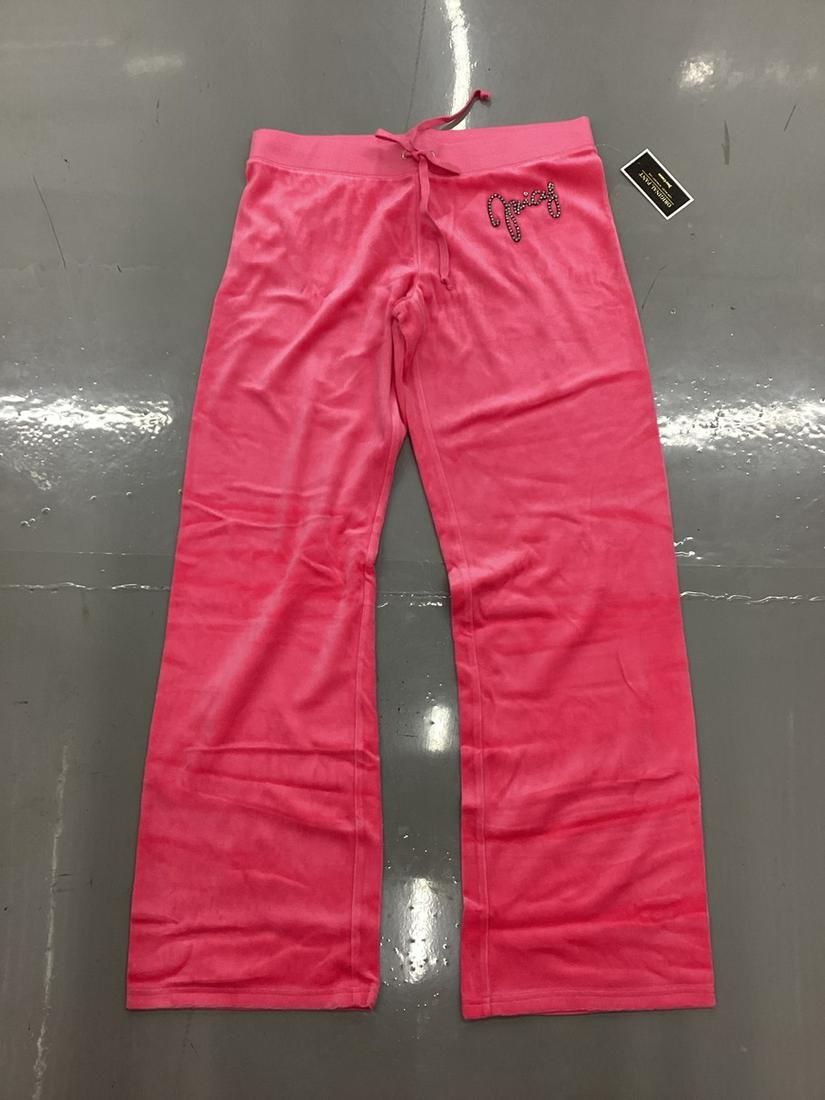 NWT Juicy Couture Pink Poppy Velour Juicy Island Pant Size L: NWT Juicy Couture Pink Poppy Velour Juicy Island Pant Size L