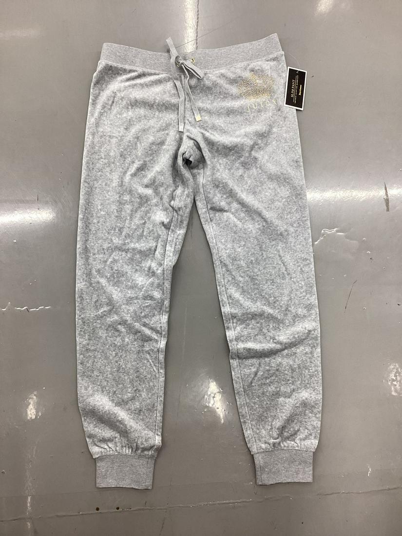 NWT Juicy Couture Silver Lining Logo Velour Slim Pant Siz S: NWT Juicy Couture Silver Lining Logo Velour Slim Pant Siz S