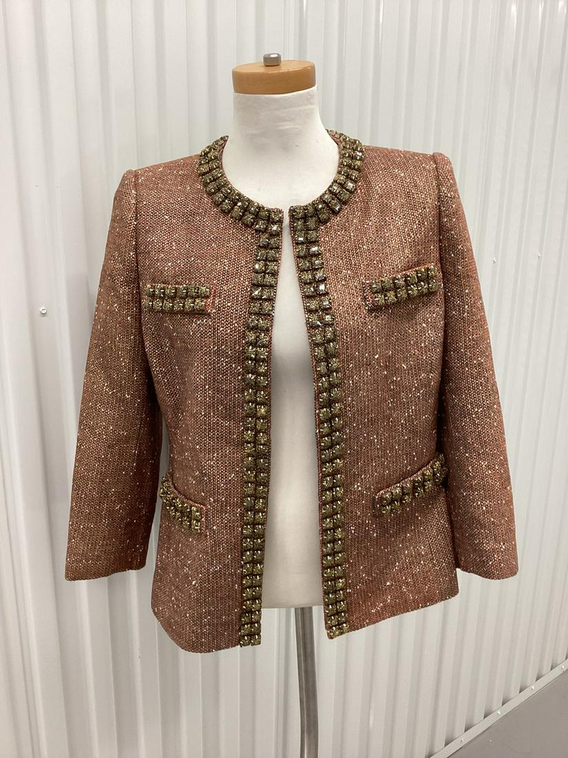 Neiman Marcus Exclusive Gold Glitter Rhinestone Accent Jacket Size M: Neiman Marcus Exclusive Gold Glitter Rhinestone Accent Jacket Size M