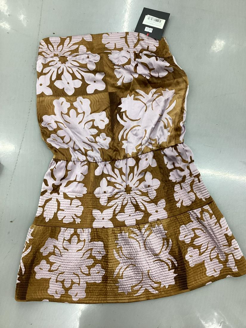 NWT Cynthia Rowley Charmeuse Strapless Dress in Mocha & Lavender Size 8: NWT Cynthia Rowley Charmeuse Strapless Dress in Mocha & Lavender Size 8