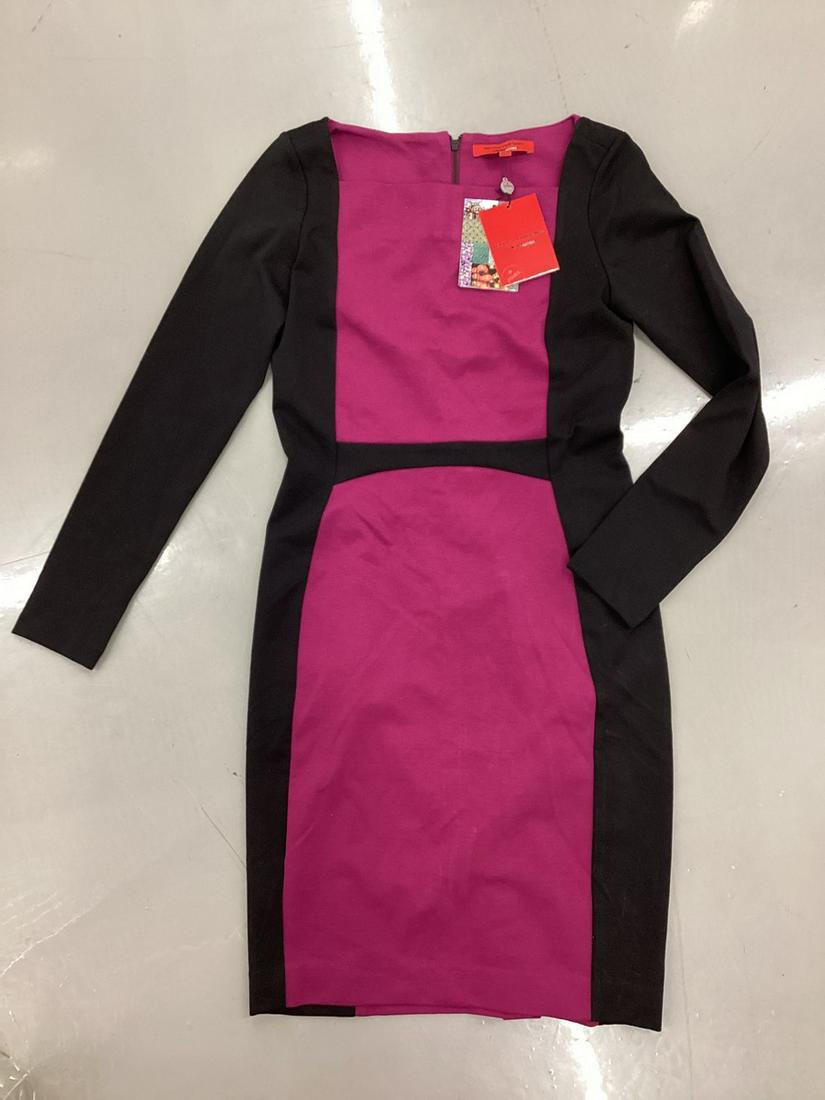 NWT Narciso Rodriguez Design Nation Mulberry & Black Long Sleeve Dress Size XS: NWT Narciso Rodriguez Design Nation Mulberry & Black Long Sleeve Dress Size XS