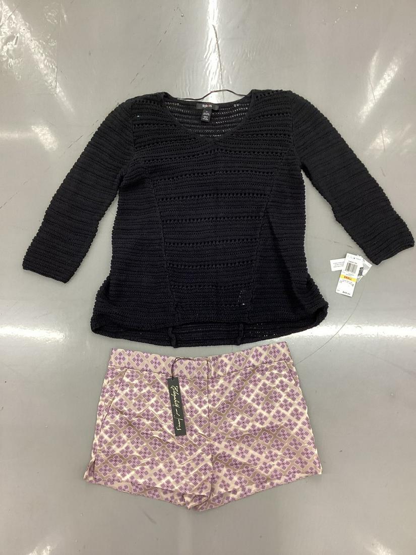 NWT Elizabeth and James Tile Tristant Shorts Size 2 & NWT Black Top Size S: NWT Elizabeth and James Tile Tristant Shorts Size 2 & NWT Black Top Size S