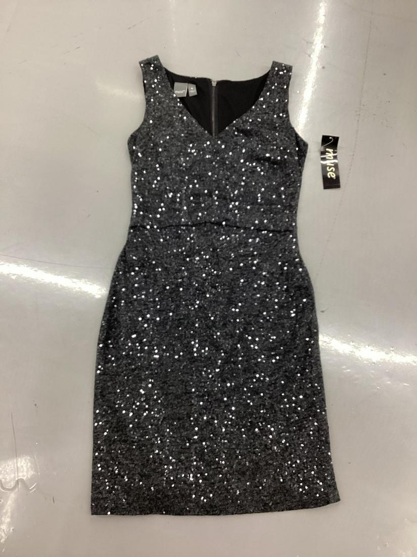 NWT Muse Grey Sequin Cocktail Dress Size 4: NWT Muse Grey Sequin Cocktail Dress Size 4