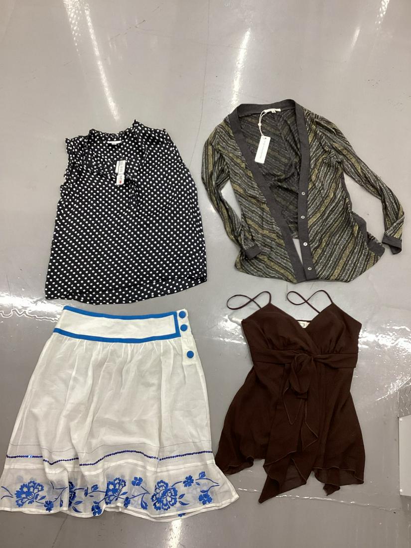 Two NWT Small Tops, Bob Mackie Stuido White Skirt no size tag missing one button and small tank: Two NWT Small Tops, Bob Mackie Stuido White Skirt no size tag missing one button and small tank