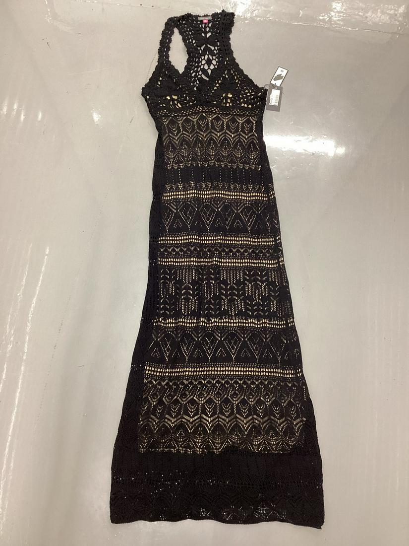 NWT Vince Camuto Summer Safari Knit Rich Black over Nude Dress Size M: NWT Vince Camuto Summer Safari Knit Rich Black over Nude Dress Size M