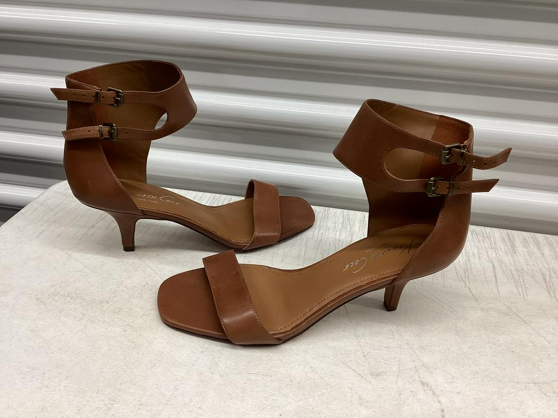 Kenneth Cole Leather Double Ankle Strap Kitten Heels Size 10: Kenneth Cole Leather Double Ankle Strap Kitten Heels Size 10