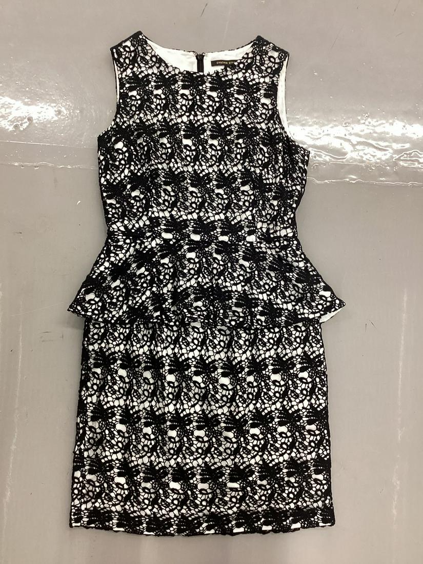 Cynthia Steffe black lace over white dress size 8: Cynthia Steffe black lace over white dress size 8