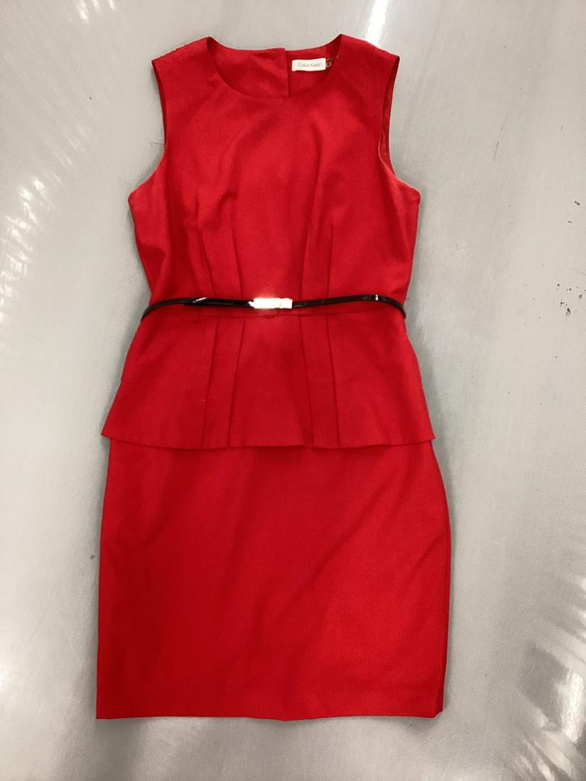 Calvin Klein Back gold button detail belted dress size 8: Calvin Klein Back gold button detail belted dress size 8