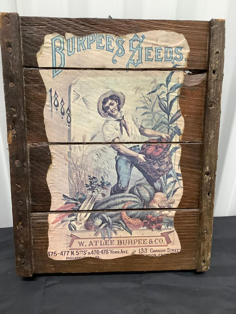 Vintage Burpee & Seeds Advertising Sign on wood wall Hanging 15X12 (1 of 1)