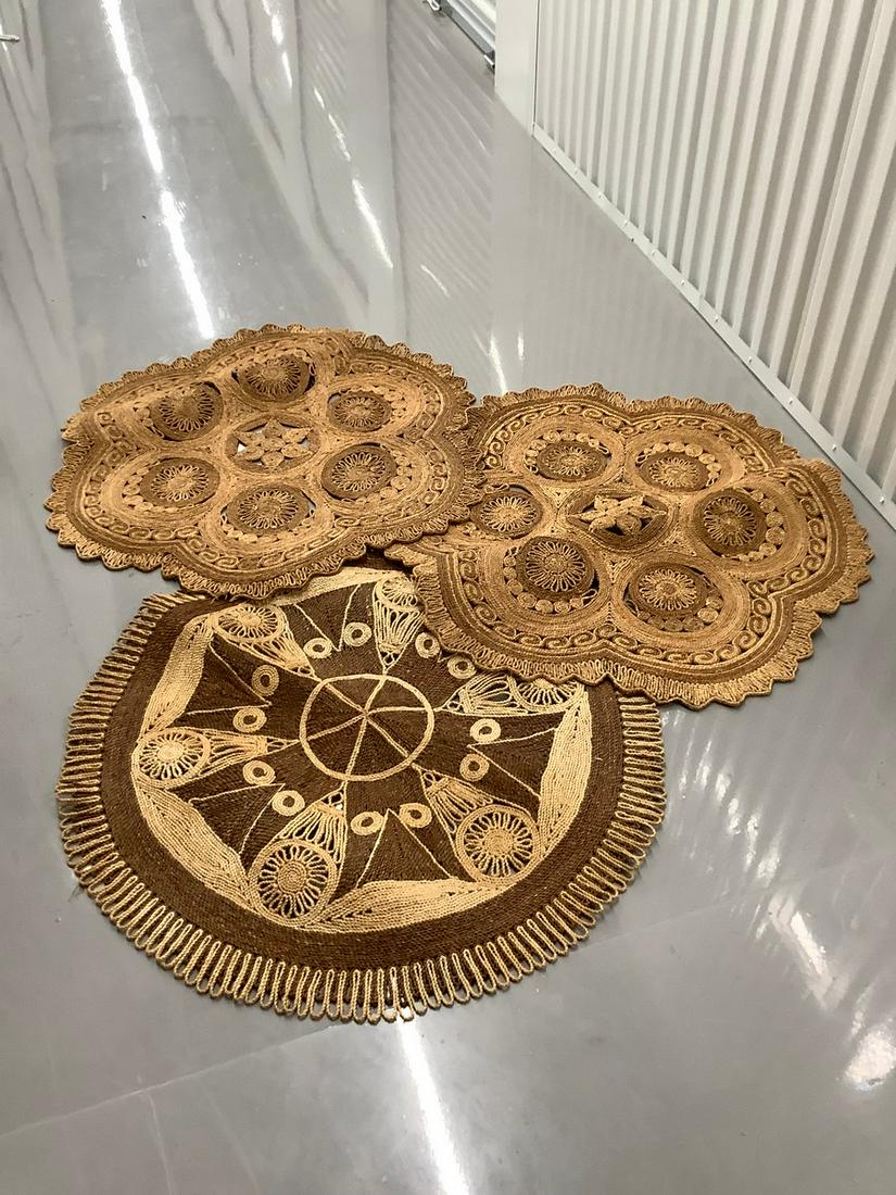 Lot of Three area rugs,  twine like material- 34' across (1 of 1)